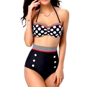 👙Vintage Polka Dot High Waist Bikini 👙